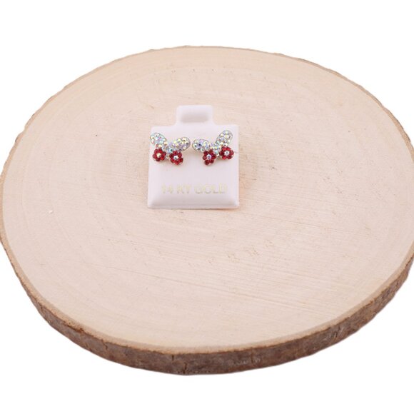 Women's 14k Gold CZ Butterfly Petite Stud Earrings with Secure Screw Post ** - Picture 3 of 10